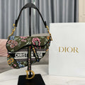Dior M0455 Saddle Bag With Strap Green Cross-Stitch Embroidery - Default Title - View 1