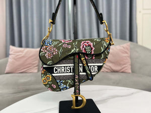 Dior M0455 Saddle Bag With Strap Green Cross-Stitch Embroidery - Default Title - View 2