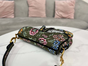 Dior M0455 Saddle Bag With Strap Green Cross-Stitch Embroidery - Default Title - View 4