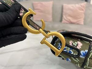 Dior M0455 Saddle Bag With Strap Green Cross-Stitch Embroidery - Default Title - View 7