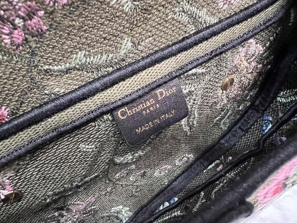 Dior M0455 Saddle Bag With Strap Green Cross-Stitch Embroidery