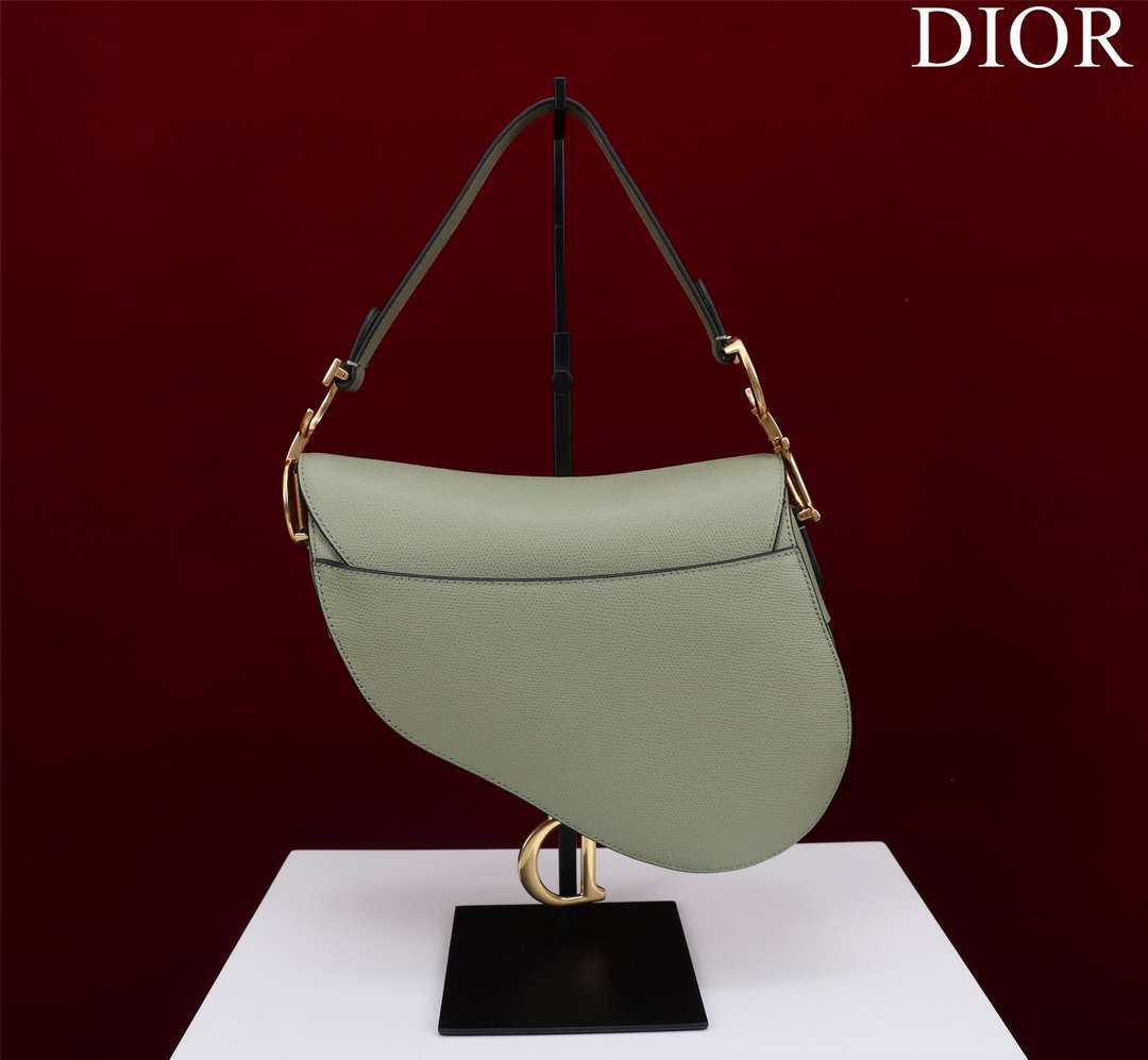 Dior M0455 Saddle Bag With Strap Green Grained Calfskin M0456 - Large 25cm - View 3