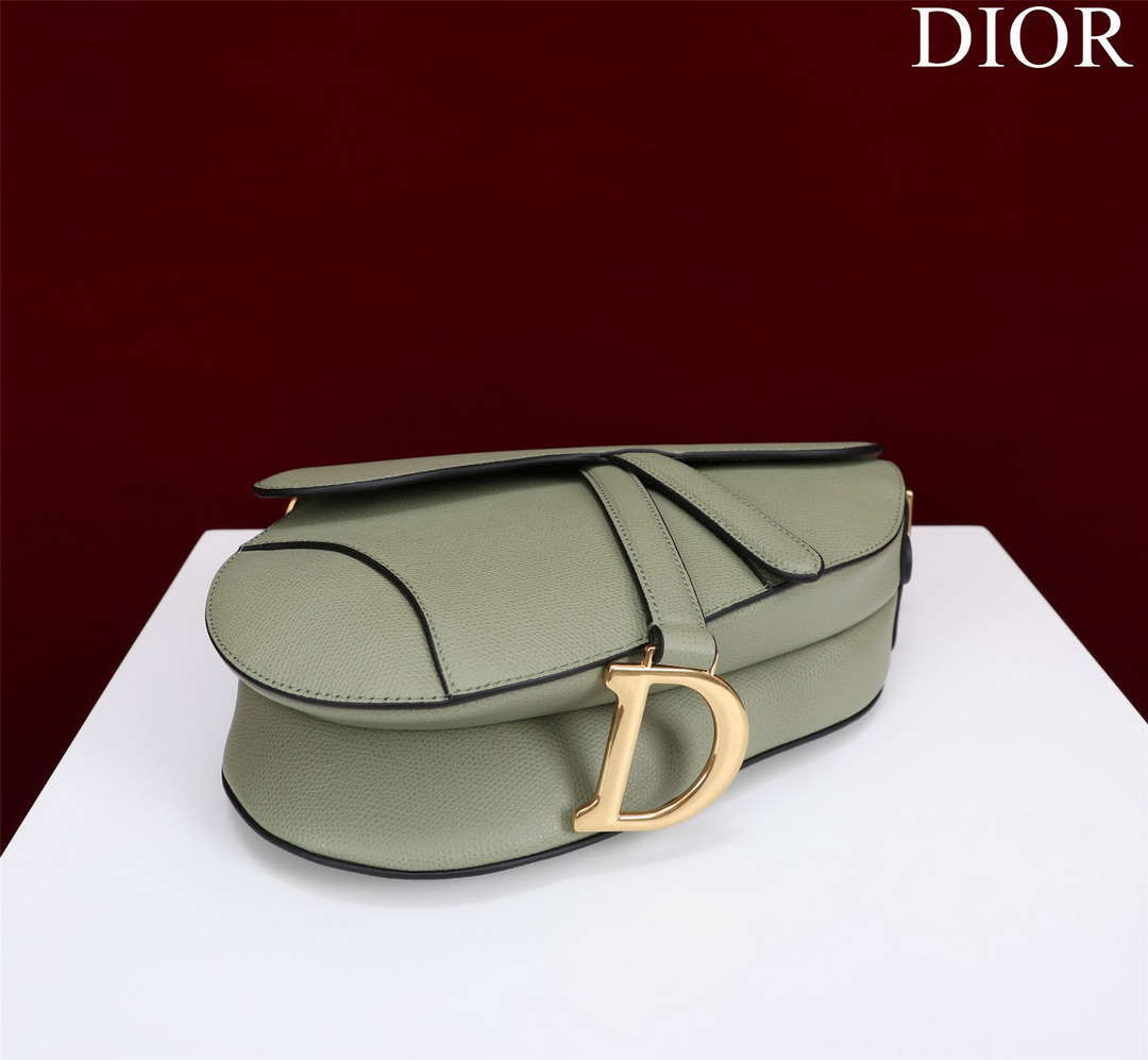 Dior M0455 Saddle Bag With Strap Green Grained Calfskin M0456