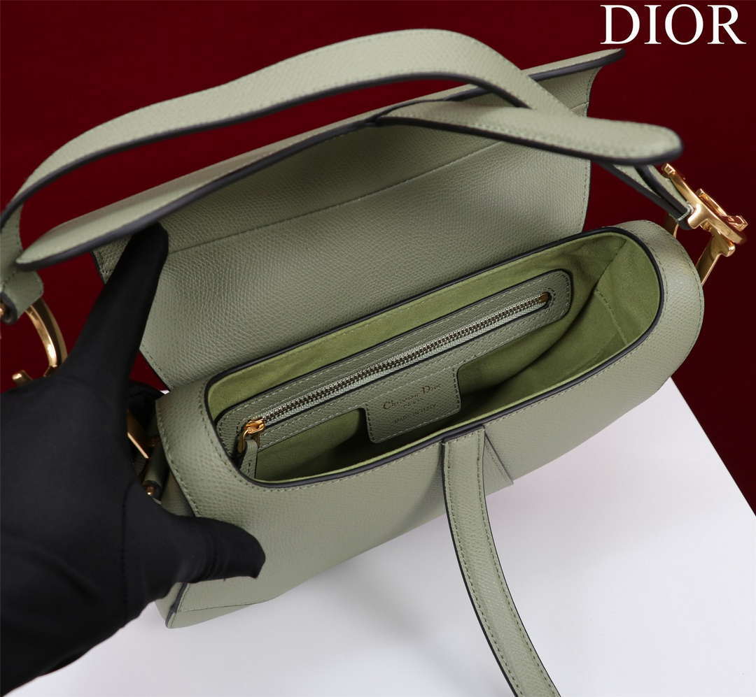Dior M0455 Saddle Bag With Strap Green Grained Calfskin M0456 - Large 25cm - View 5