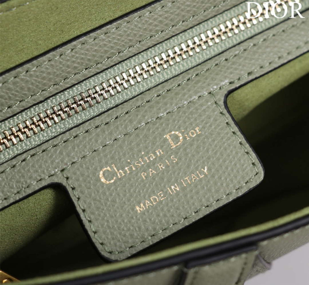 Dior M0455 Saddle Bag With Strap Green Grained Calfskin M0456