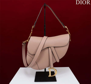 Dior M0455 Saddle Bag With Strap Pink Grained Calfskin - Default Title - View 1