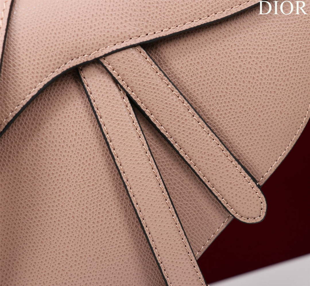 Dior M0455 Saddle Bag With Strap Pink Grained Calfskin