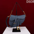 Dior M0455 Saddle Bag With Strap Navy Blue Grained Calfskin M0456 - Large 25cm - View 1