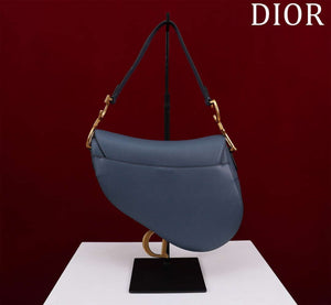 Dior M0455 Saddle Bag With Strap Navy Blue Grained Calfskin M0456 - Large 25cm - View 3