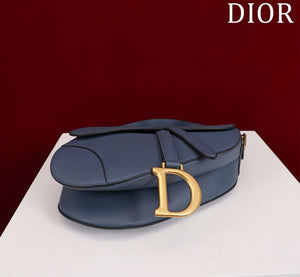 Dior M0455 Saddle Bag With Strap Navy Blue Grained Calfskin M0456 - Large 25cm - View 4