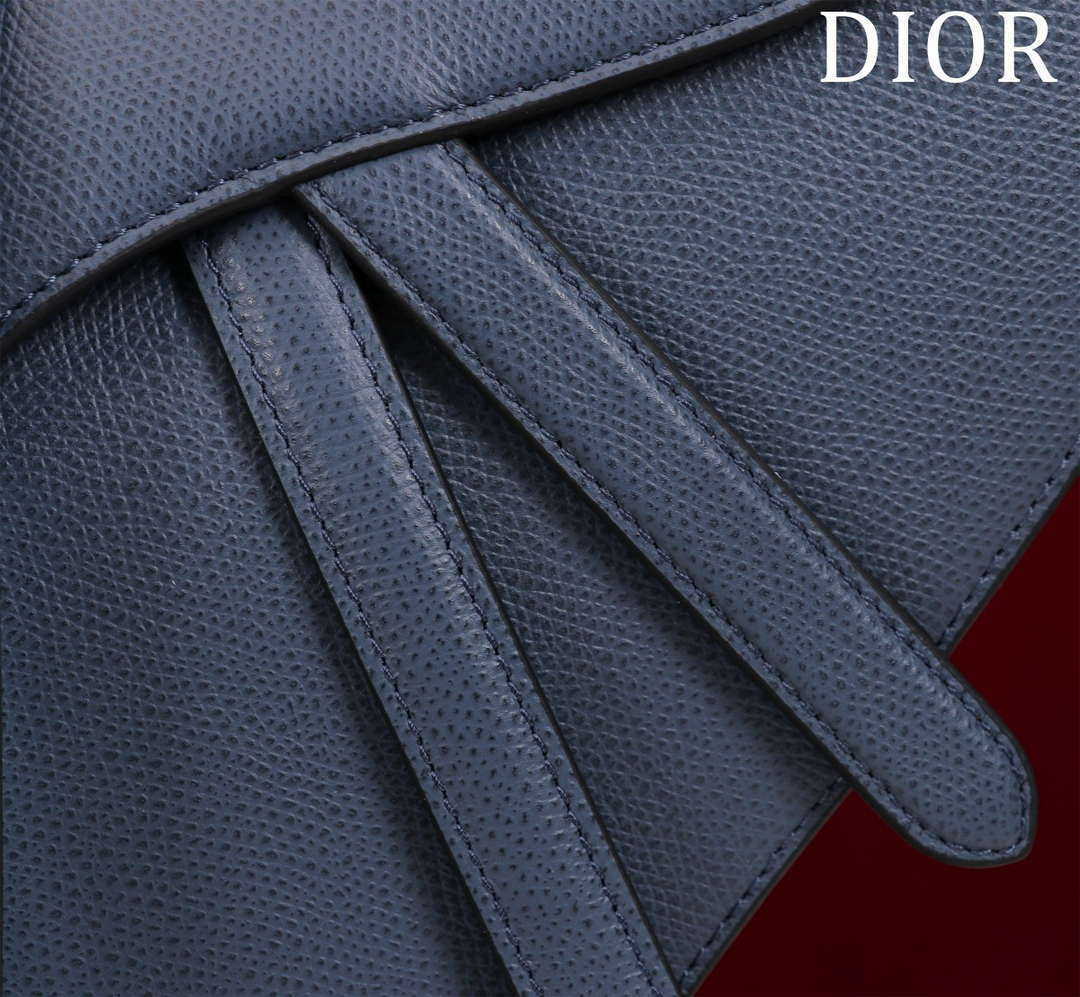 Dior M0455 Saddle Bag With Strap Navy Blue Grained Calfskin M0456 - Large 25cm - View 6