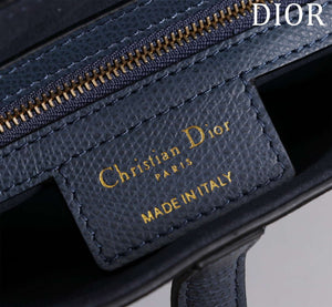 Dior M0455 Saddle Bag With Strap Navy Blue Grained Calfskin M0456 - Large 25cm - View 9
