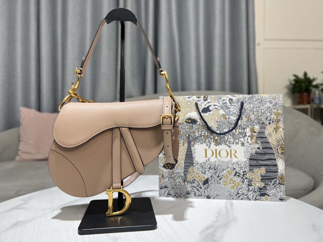 Dior M0455 Saddle Bag With Strap Nude Grained Calfskin - Default Title - View 1