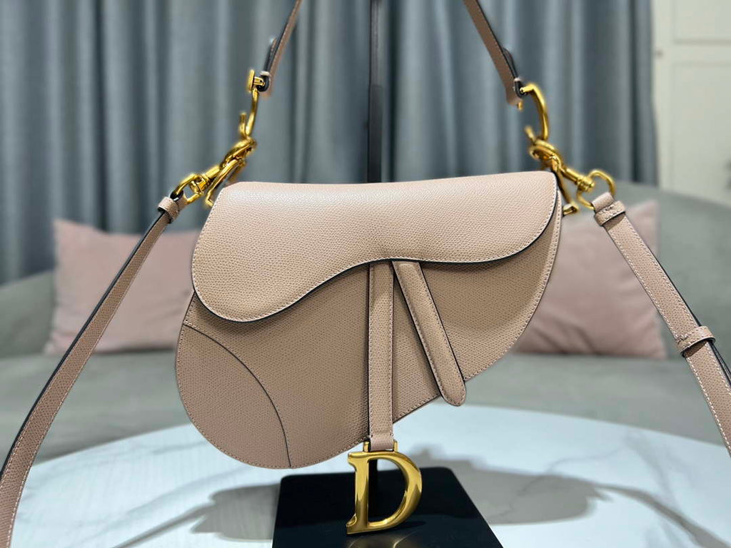 Dior M0455 Saddle Bag With Strap Nude Grained Calfskin