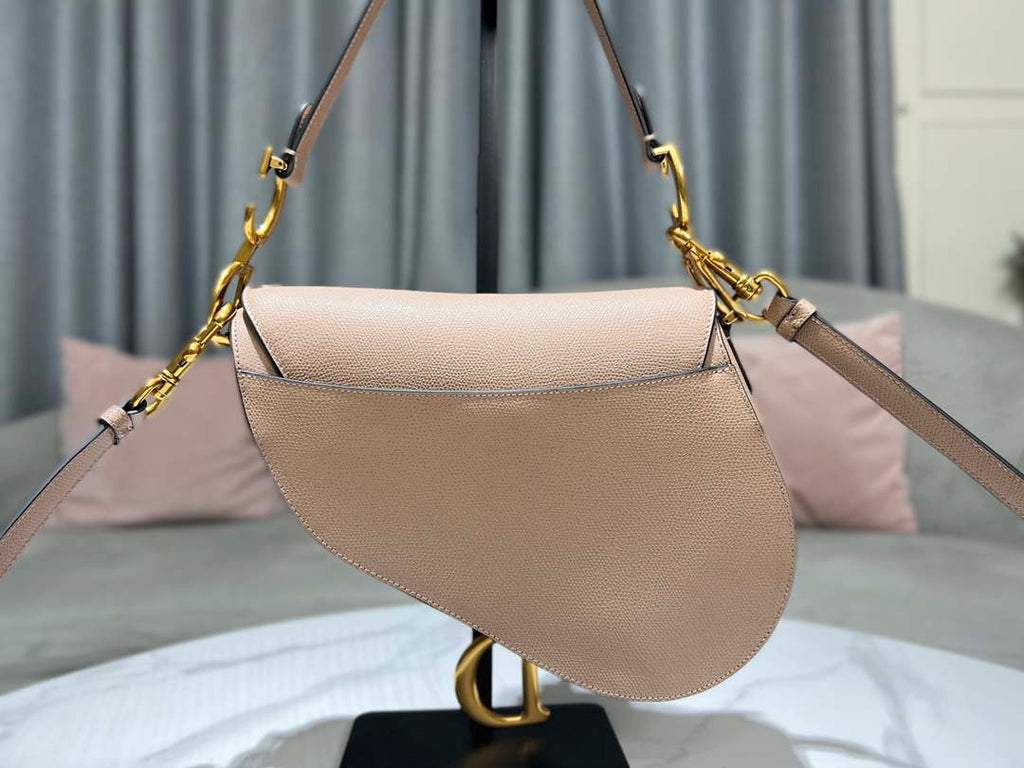 Dior M0455 Saddle Bag With Strap Nude Grained Calfskin
