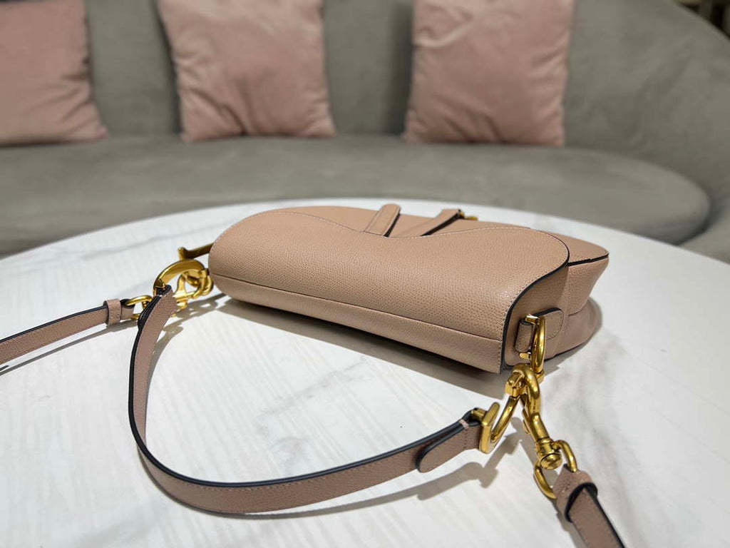 Dior M0455 Saddle Bag With Strap Nude Grained Calfskin