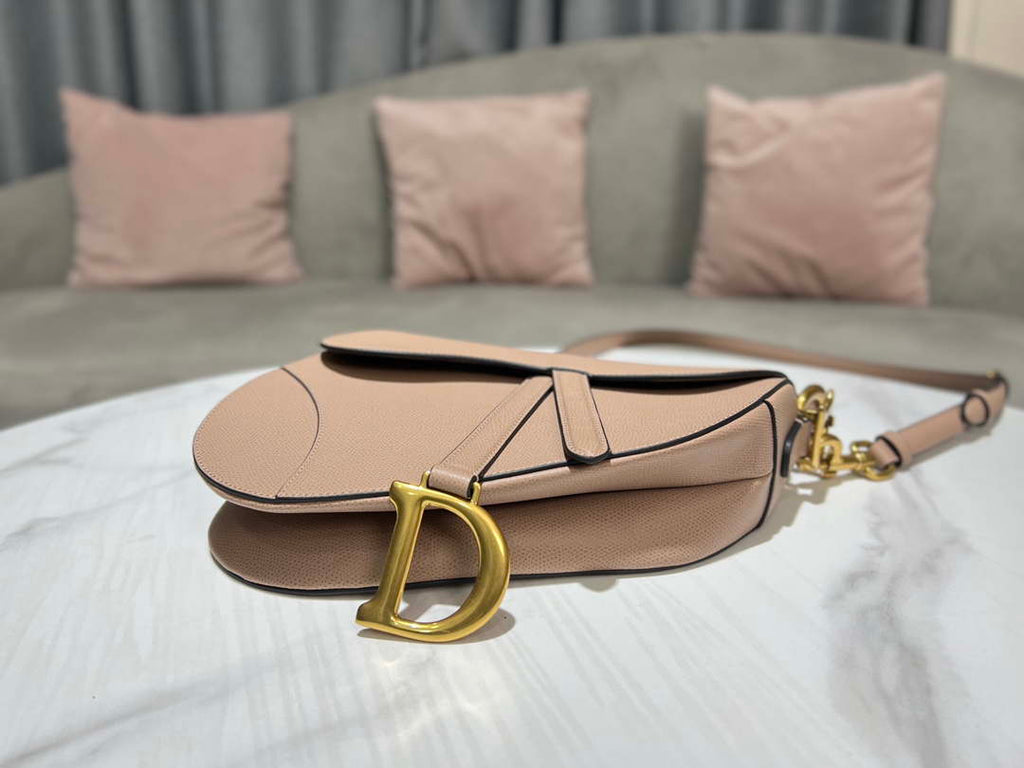Dior M0455 Saddle Bag With Strap Nude Grained Calfskin