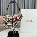 Dior M0455 Saddle Bag With Strap Pink Cross-Stitch Embroidery - Default Title - View 1