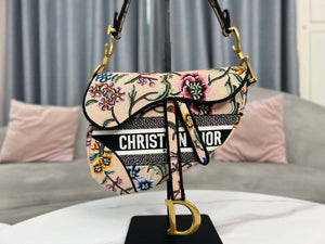 Dior M0455 Saddle Bag With Strap Pink Cross-Stitch Embroidery - Default Title - View 2