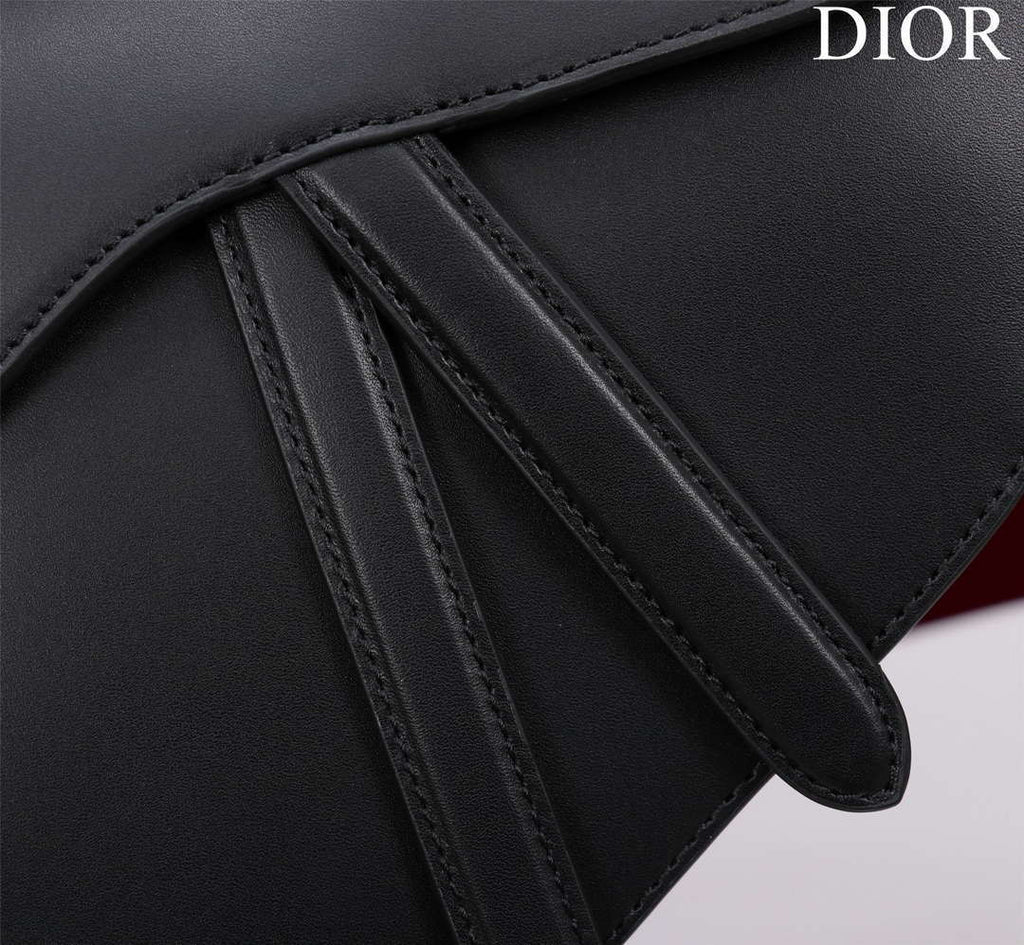 Dior M0455 Saddle Bag With Strap plain weave Black Calfskin M0456