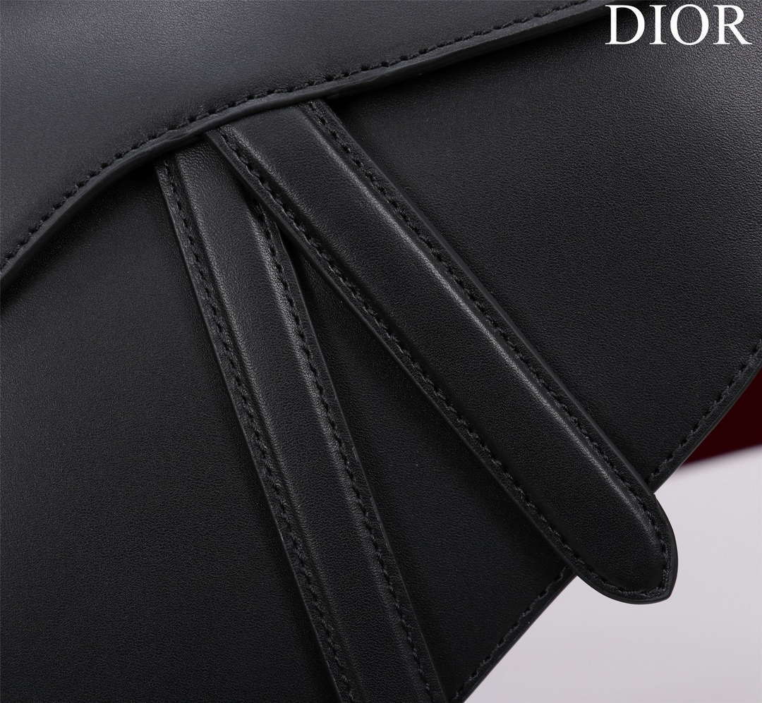 Dior M0455 Saddle Bag With Strap plain weave Black Calfskin M0456