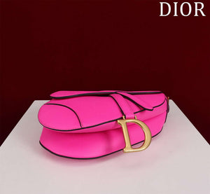 Dior M0455 Saddle Bag With Strap plain weave Pink Calfskin M0456 - Large 25cm - View 4