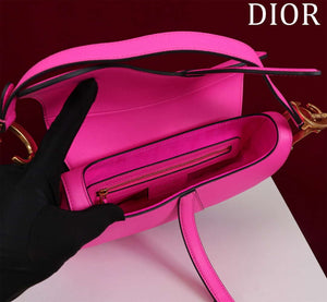 Dior M0455 Saddle Bag With Strap plain weave Pink Calfskin M0456 - Large 25cm - View 5