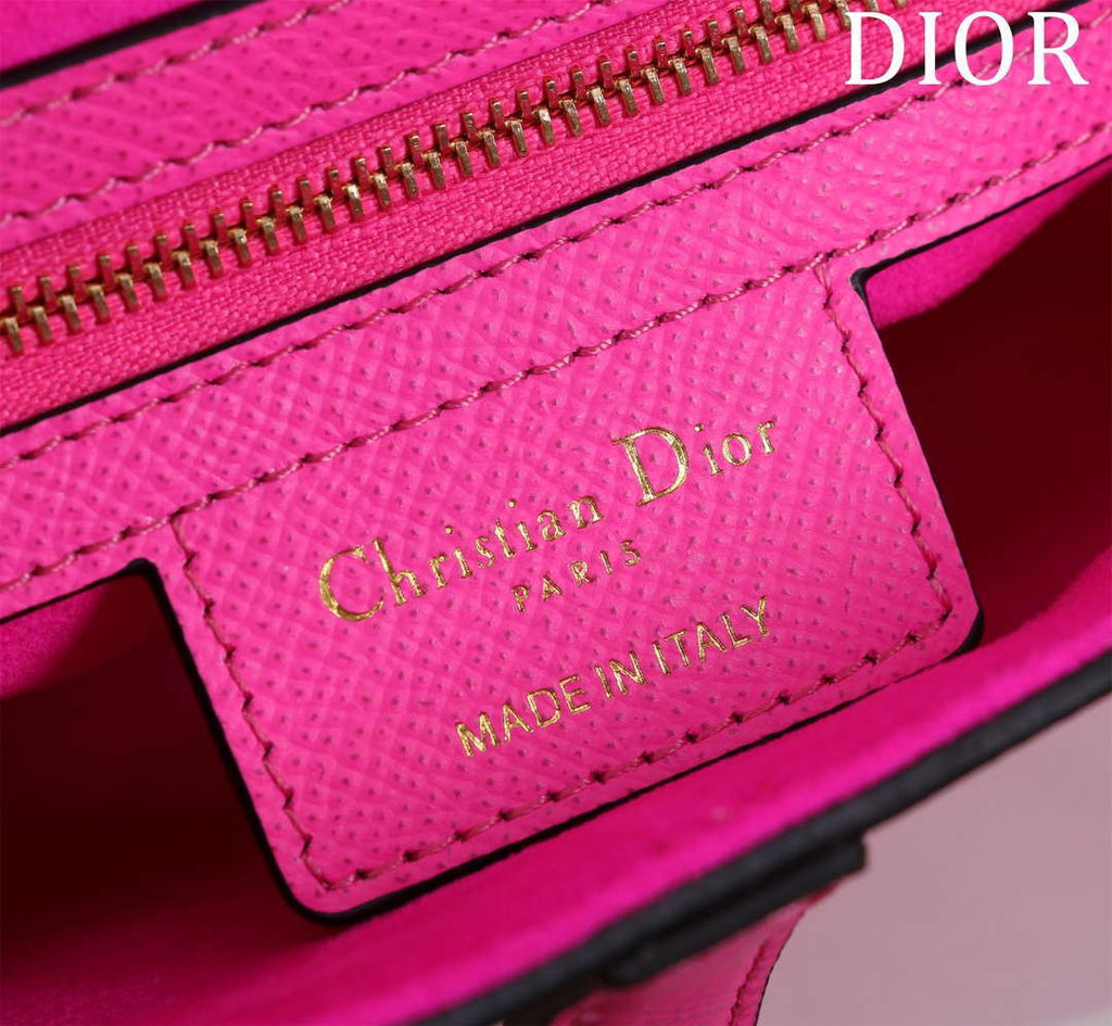 Dior M0455 Saddle Bag With Strap plain weave Pink Calfskin M0456