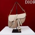 Dior M0455 Saddle Bag with Strap Dior Oblique Jacquard and Natural Smooth Calfskin - Large 25cm - View 1