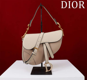 Dior M0455 Saddle Bag with Strap Dior Oblique Jacquard and Natural Smooth Calfskin - Large 25cm - View 1
