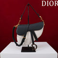 Dior M0455 Saddle Bag With Strap plain weave White and Black Calfskin M0456 - Large 25cm - View 1