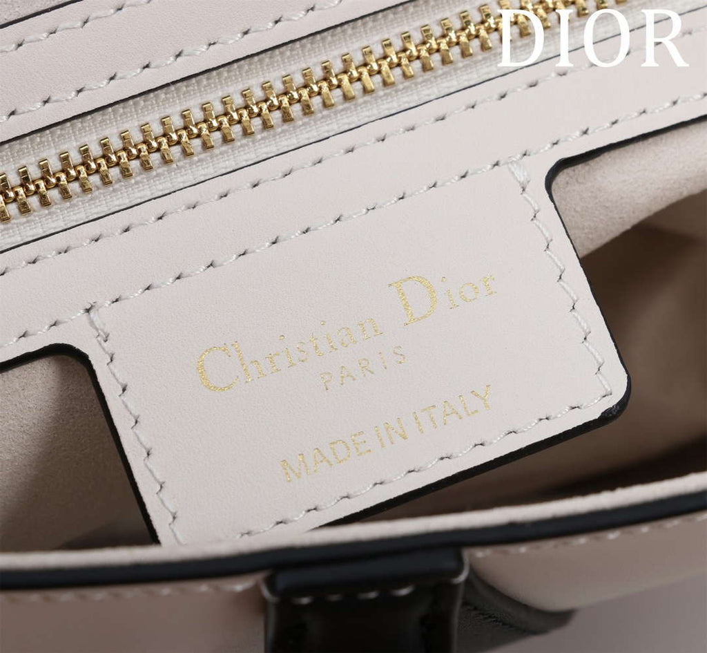 Dior M0455 Saddle Bag With Strap plain weave White and Black Calfskin M0456