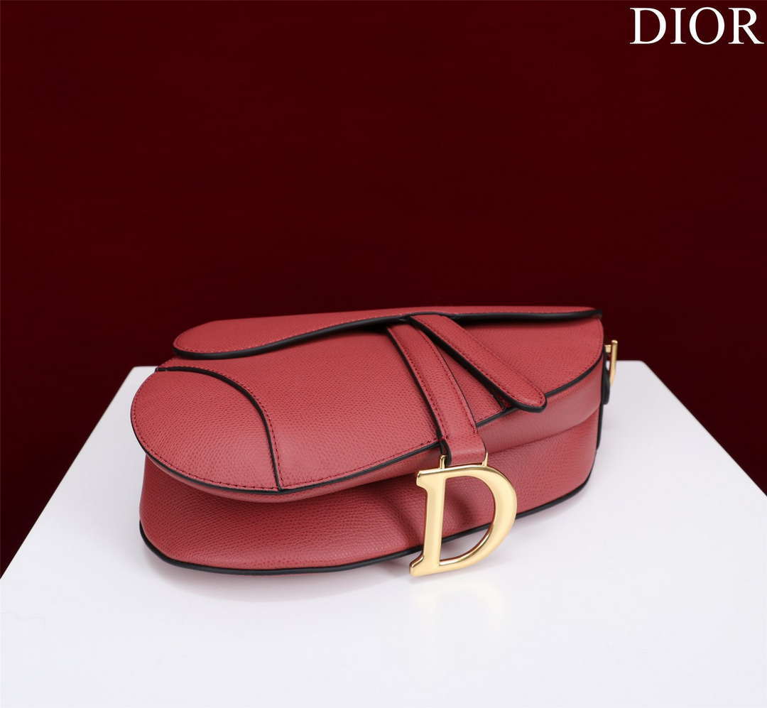 Dior M0455 Saddle Bag With Strap Red Grained Calfskin M0456 - Large 25cm - View 4