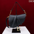 Dior M0455 Saddle Bag With Strap Ultramatte Calfskin Black Gold - Default Title - View 1