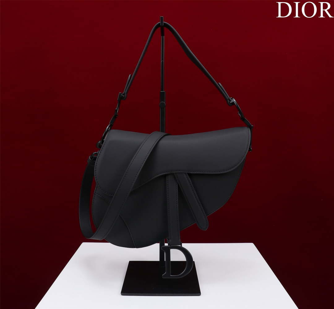 Dior M0455 Saddle Bag With Strap Black  Ultramatte Calfskin Black Hardware