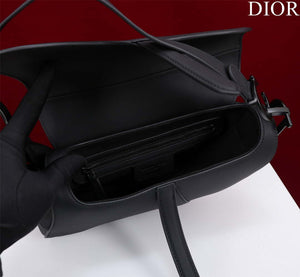 Dior M0455 Saddle Bag With Strap Black  Ultramatte Calfskin Black Hardware - Default Title - View 6