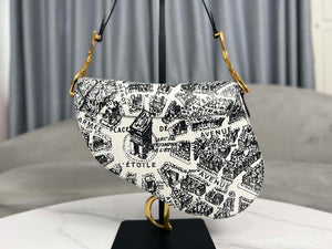Dior M0455 Saddle Bag With Strap Ultramatte Calfskin White & Black - Default Title - View 3