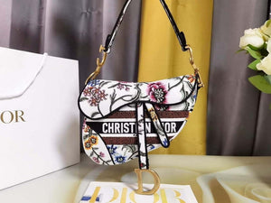 Dior M0455 Saddle Bag With Strap White Cross-Stitch Embroidery - Default Title - View 1