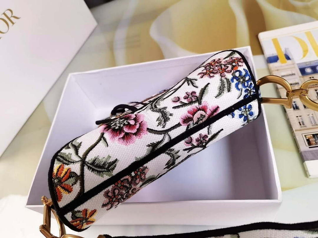 Dior M0455 Saddle Bag With Strap White Cross-Stitch Embroidery