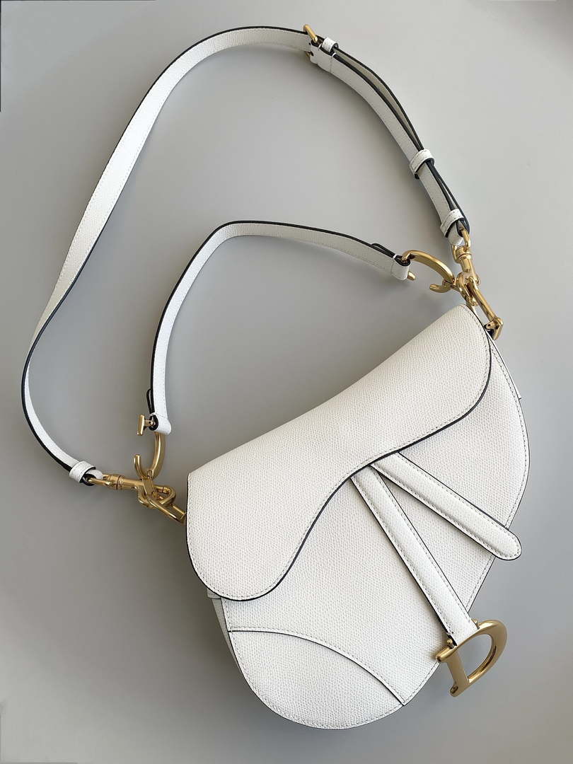 Dior M0455 Saddle Bag With Strap White Grained Calfskin - Default Title - View 2