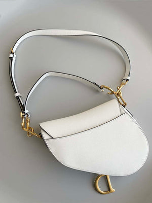 Dior M0455 Saddle Bag With Strap White Grained Calfskin - Default Title - View 3