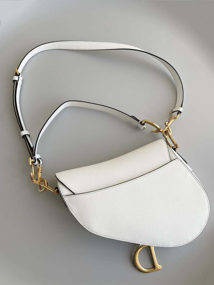 Dior M0455 Saddle Bag With Strap White Grained Calfskin - Default Title - View 3