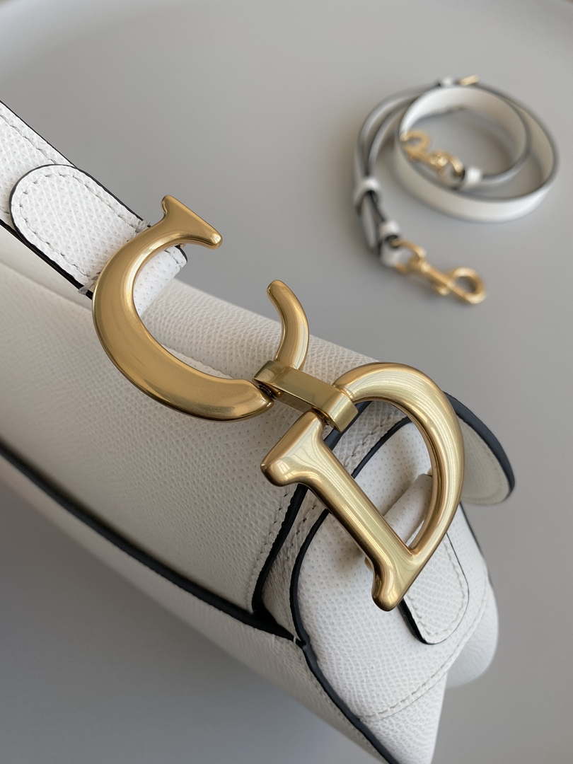 Dior M0455 Saddle Bag With Strap White Grained Calfskin - Default Title - View 5