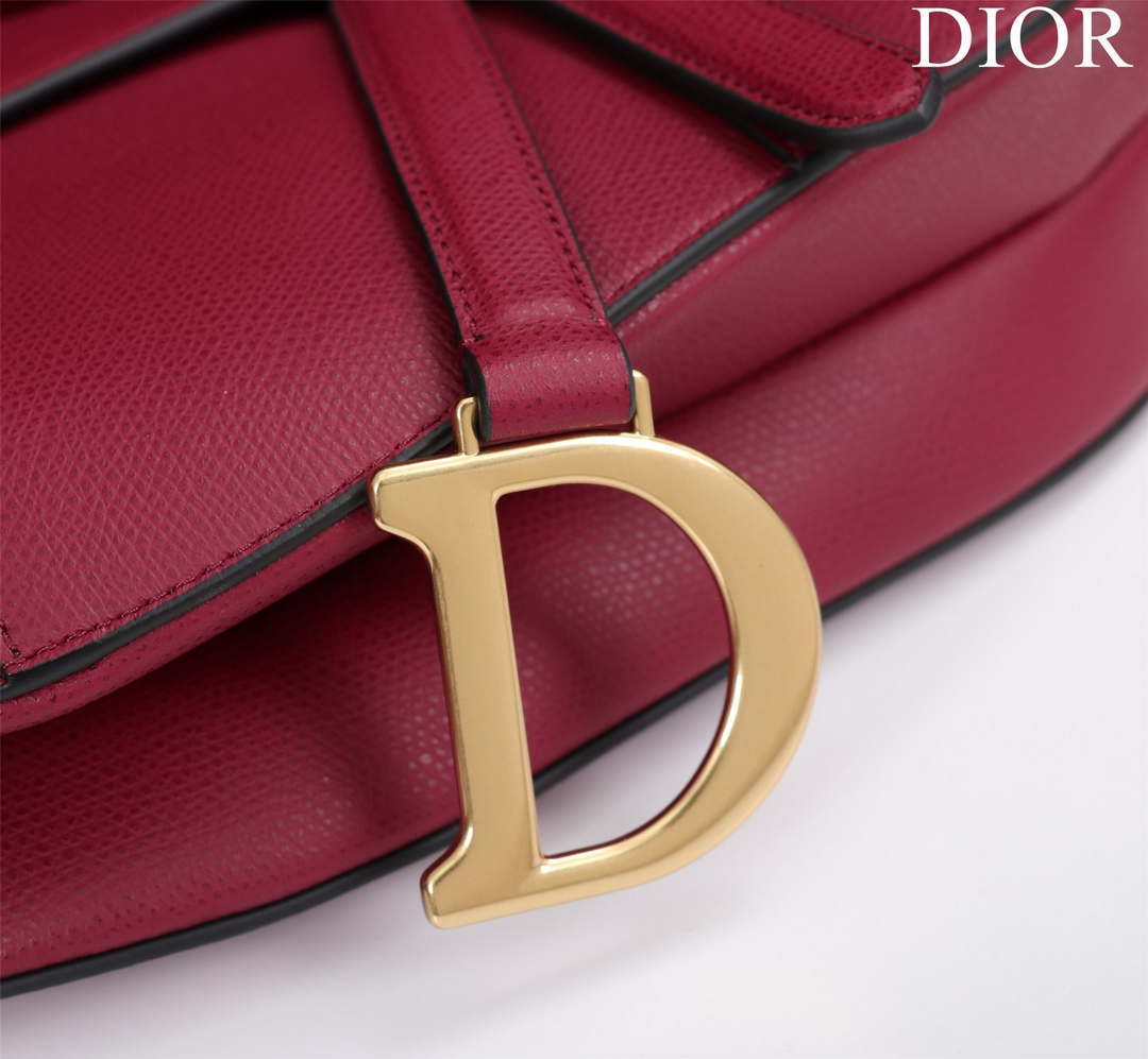 Dior M0455 Saddle Bag With Strap Wine Red Grained Calfskin