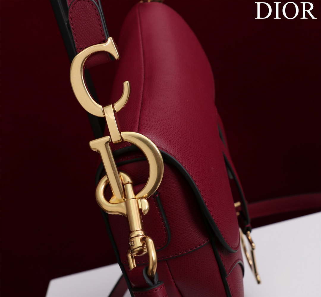 Dior M0455 Saddle Bag With Strap Wine Red Grained Calfskin - Default Title - View 7