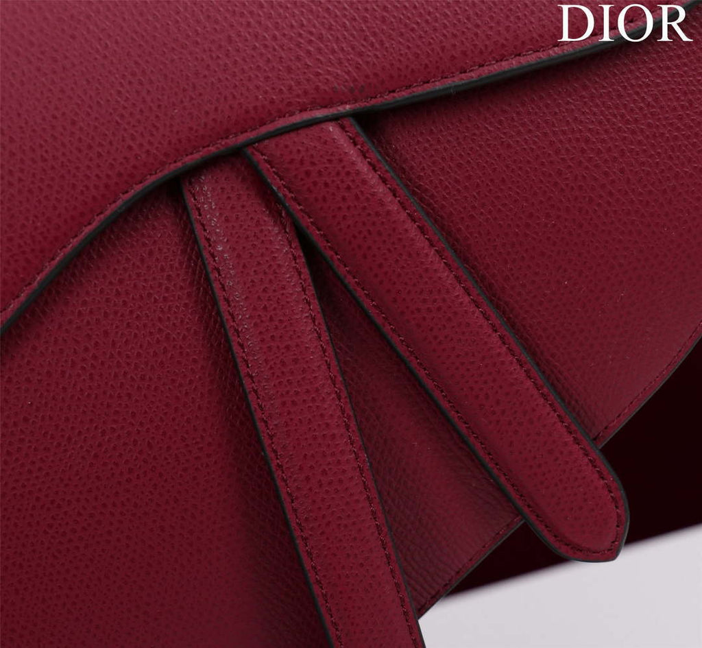Dior M0455 Saddle Bag With Strap Wine Red Grained Calfskin