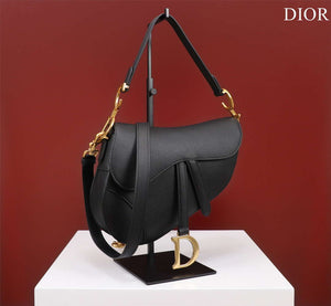 Dior M0456 Mini Saddle Bag With Strap Black Grained Calfskin - Default Title - View 2