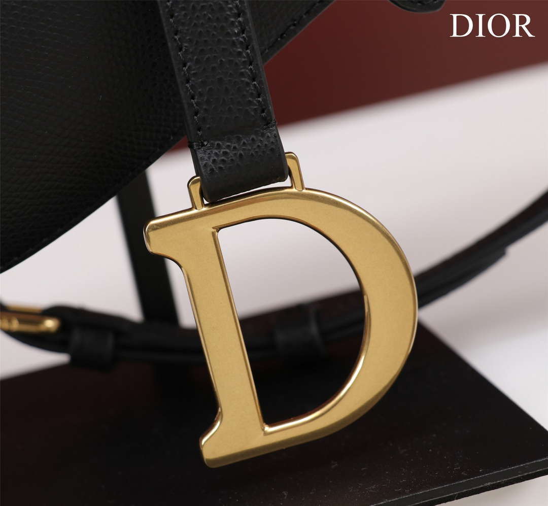 Dior M0456 Mini Saddle Bag With Strap Black Grained Calfskin