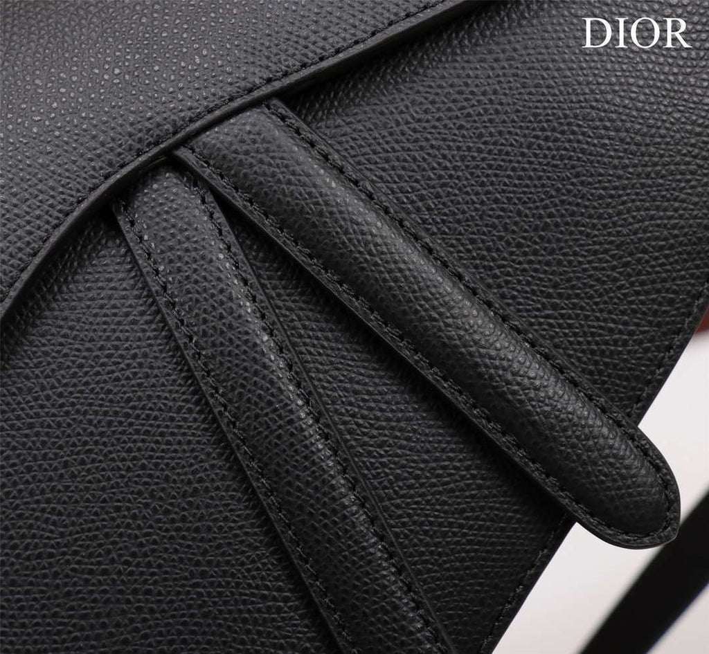 Dior M0456 Mini Saddle Bag With Strap Black Grained Calfskin