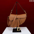 Dior M0456 Mini Saddle Bag With Strap Brown Grained Calfskin - Default Title - View 1
